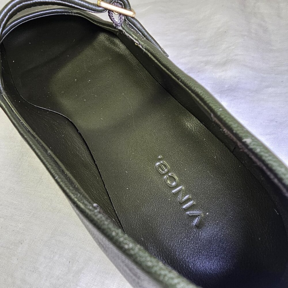 Vince Brody Genuine Leather Mary Jane Ballet Flat EU40 US9 Eden Dark Olive - Picture 11 of 13